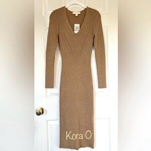 Michael Kors Ribbed Knit Bodycon Long Sleeve Dress